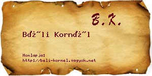 Béli Kornél névjegykártya